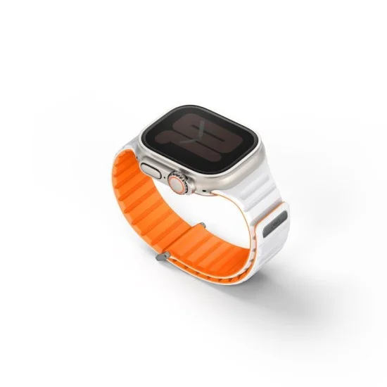 Uniq Revix Evo Reversible Magnetic Apple Watch Strap 49/45/44/42Mm - Amber (Amber Orange/White)